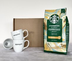 Set zrnková káva a 2 espresso hrníčky