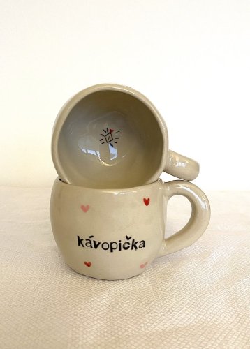 Hrnek KÁVOPIČKA srdíčka - různé velikosti - Velikost: lungo cca 150 ml